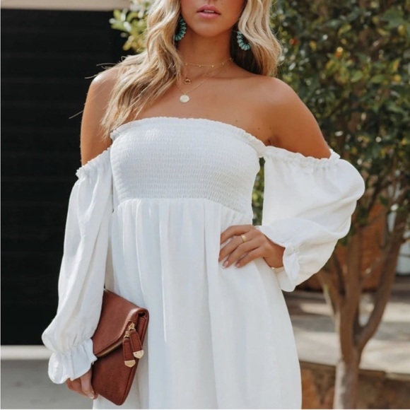Vici white off the shoulder midi dress - Picture 2 of 10